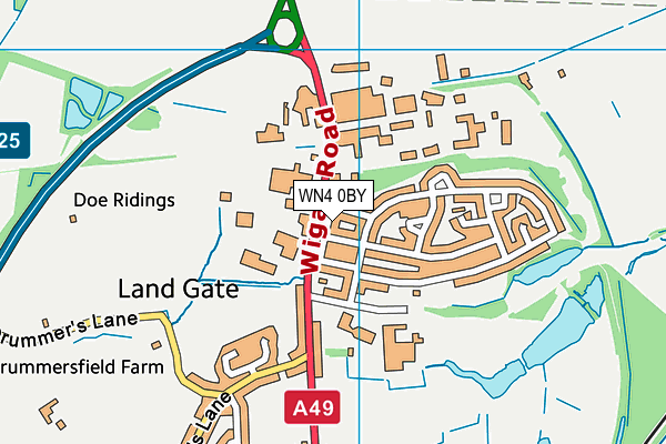 WN4 0BY map - OS VectorMap District (Ordnance Survey)