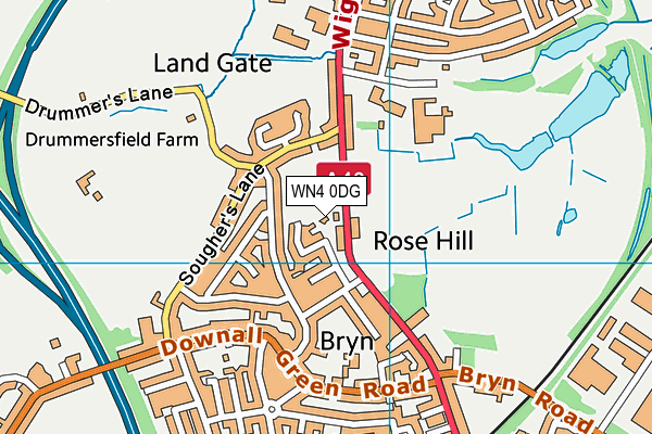 WN4 0DG map - OS VectorMap District (Ordnance Survey)