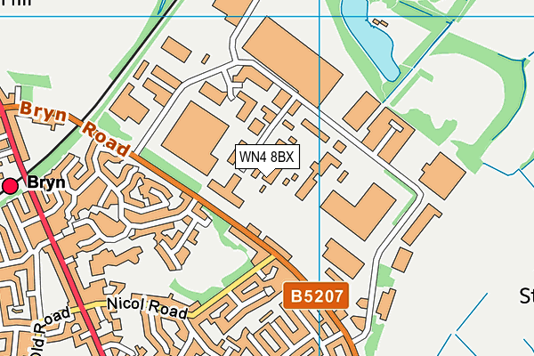 WN4 8BX map - OS VectorMap District (Ordnance Survey)