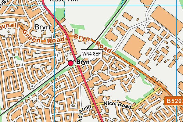 WN4 8EF map - OS VectorMap District (Ordnance Survey)