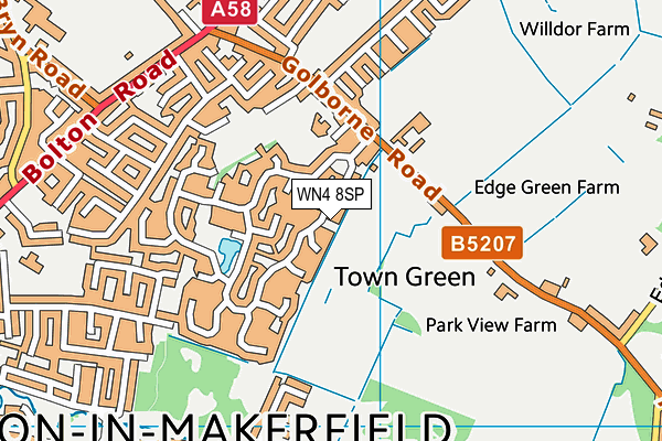 WN4 8SP map - OS VectorMap District (Ordnance Survey)