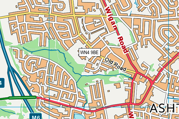 WN4 9BE map - OS VectorMap District (Ordnance Survey)