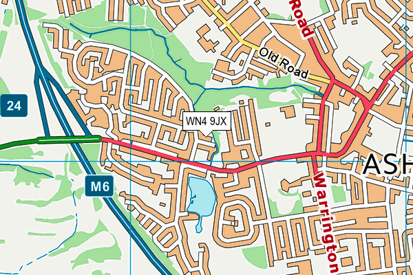 WN4 9JX map - OS VectorMap District (Ordnance Survey)