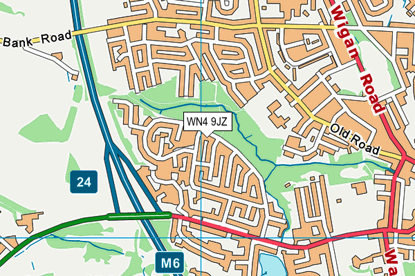WN4 9JZ map - OS VectorMap District (Ordnance Survey)
