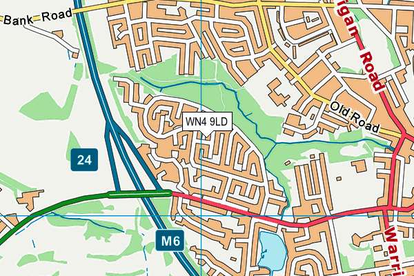 WN4 9LD map - OS VectorMap District (Ordnance Survey)