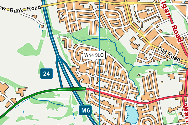 WN4 9LQ map - OS VectorMap District (Ordnance Survey)
