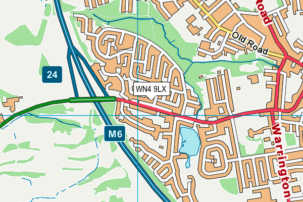 WN4 9LX map - OS VectorMap District (Ordnance Survey)