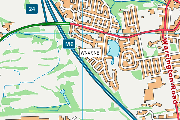 WN4 9NE map - OS VectorMap District (Ordnance Survey)