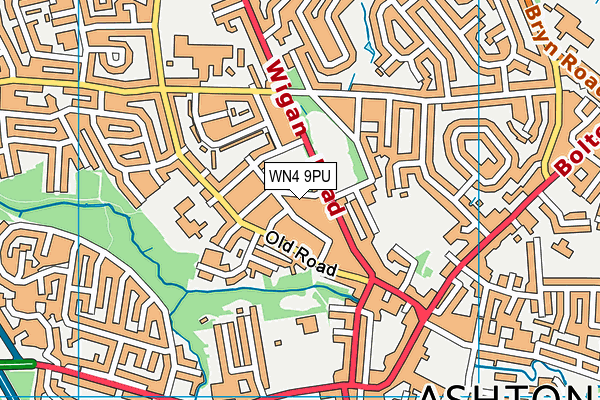 WN4 9PU map - OS VectorMap District (Ordnance Survey)