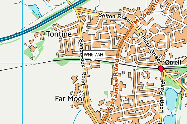 WN5 7AH map - OS VectorMap District (Ordnance Survey)