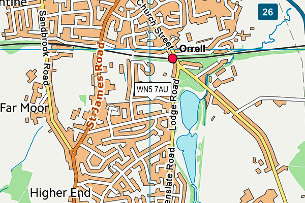 WN5 7AU map - OS VectorMap District (Ordnance Survey)