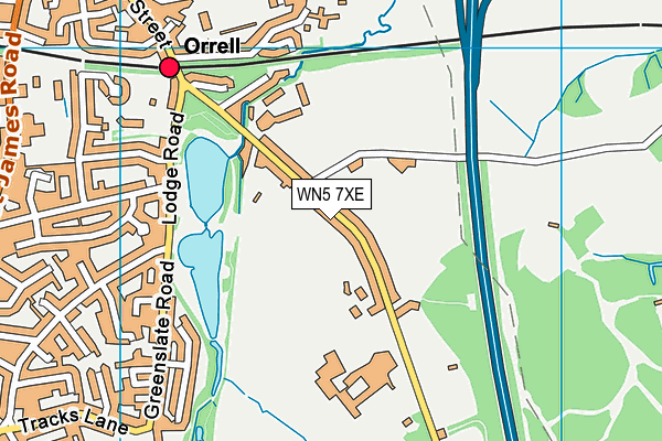 Orrell Red Triangle Cricket Club map (WN5 7XE) - OS VectorMap District (Ordnance Survey)