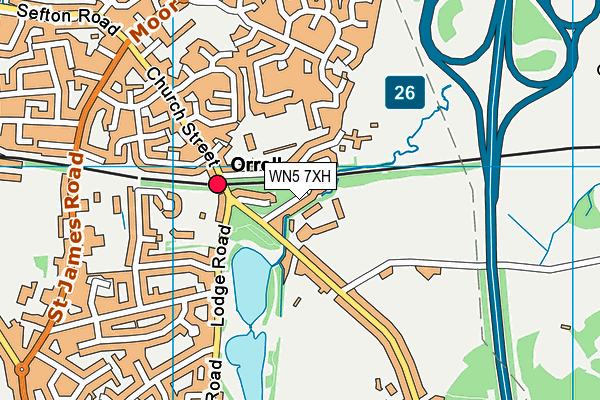 WN5 7XH map - OS VectorMap District (Ordnance Survey)