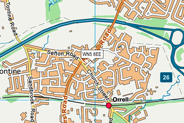 WN5 8EE map - OS VectorMap District (Ordnance Survey)