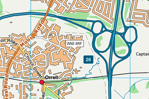 WN5 8RF map - OS VectorMap District (Ordnance Survey)
