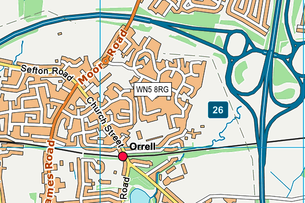 WN5 8RG map - OS VectorMap District (Ordnance Survey)