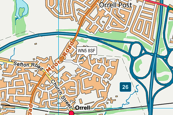 WN5 8SF map - OS VectorMap District (Ordnance Survey)