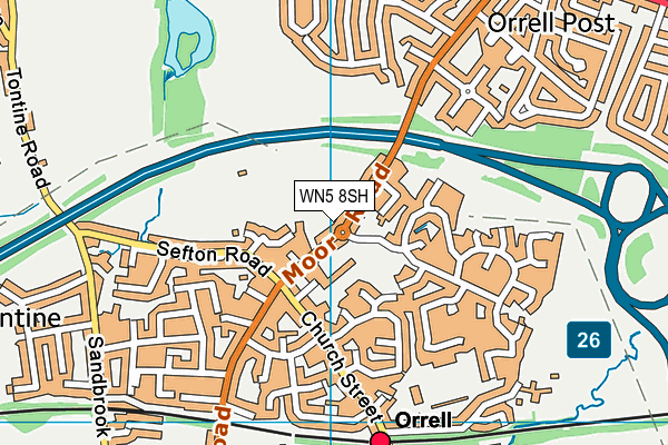 Moor Road Recreation Ground map (WN5 8SH) - OS VectorMap District (Ordnance Survey)