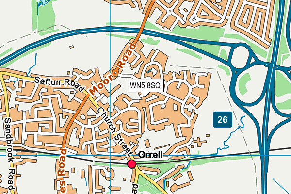 WN5 8SQ map - OS VectorMap District (Ordnance Survey)