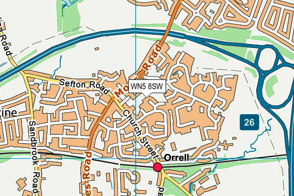 WN5 8SW map - OS VectorMap District (Ordnance Survey)