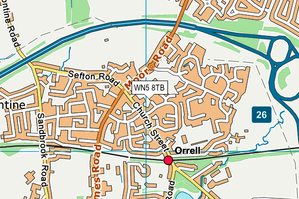 WN5 8TB map - OS VectorMap District (Ordnance Survey)