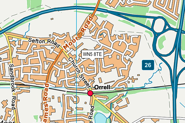 WN5 8TE map - OS VectorMap District (Ordnance Survey)