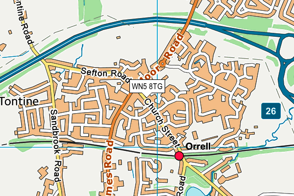 WN5 8TG map - OS VectorMap District (Ordnance Survey)