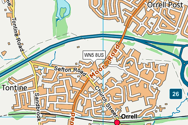 WN5 8US map - OS VectorMap District (Ordnance Survey)