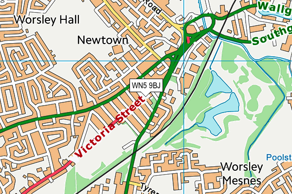WN5 9BJ map - OS VectorMap District (Ordnance Survey)