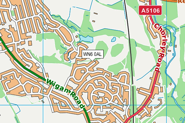 WN6 0AL map - OS VectorMap District (Ordnance Survey)