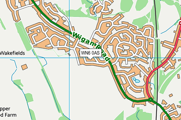 WN6 0AS map - OS VectorMap District (Ordnance Survey)