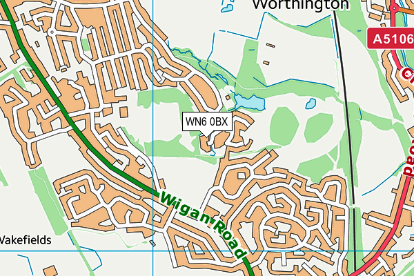 WN6 0BX map - OS VectorMap District (Ordnance Survey)