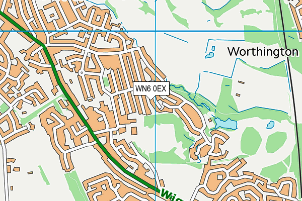 WN6 0EX map - OS VectorMap District (Ordnance Survey)