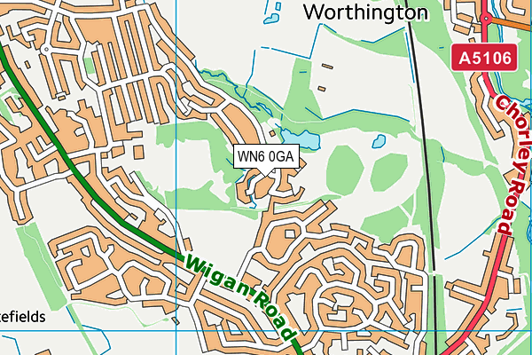 WN6 0GA map - OS VectorMap District (Ordnance Survey)