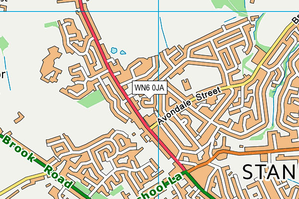 WN6 0JA map - OS VectorMap District (Ordnance Survey)