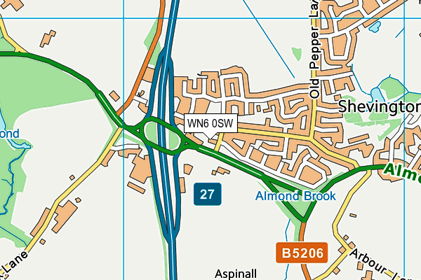 WN6 0SW map - OS VectorMap District (Ordnance Survey)