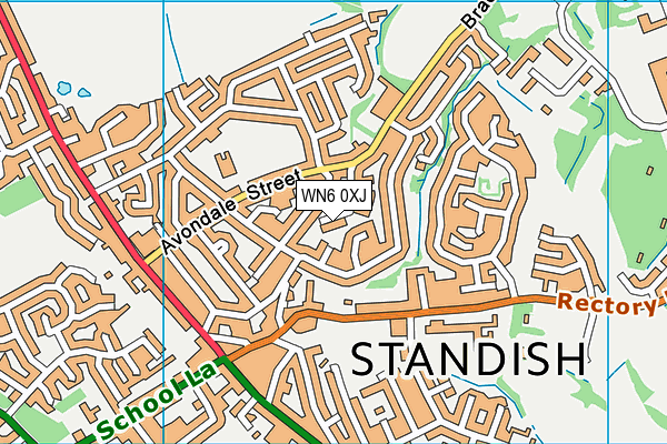 WN6 0XJ map - OS VectorMap District (Ordnance Survey)