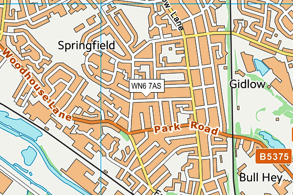 WN6 7AS map - OS VectorMap District (Ordnance Survey)