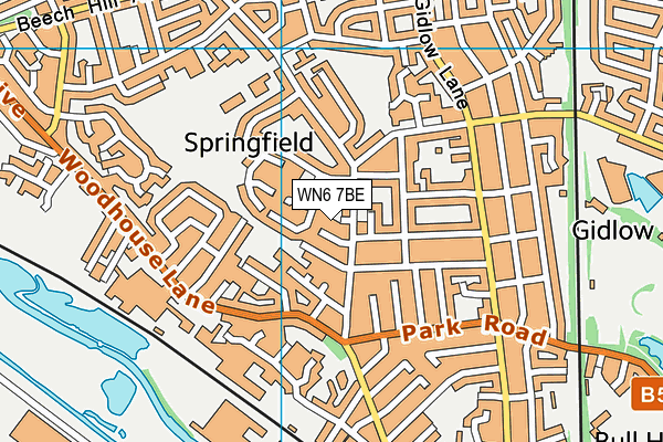 WN6 7BE map - OS VectorMap District (Ordnance Survey)