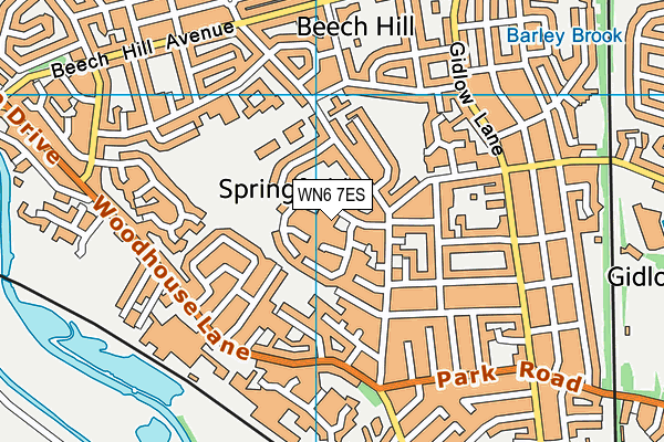 WN6 7ES map - OS VectorMap District (Ordnance Survey)