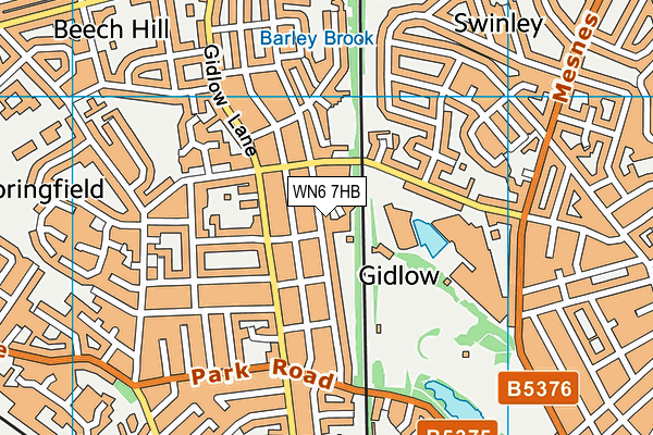 WN6 7HB map - OS VectorMap District (Ordnance Survey)