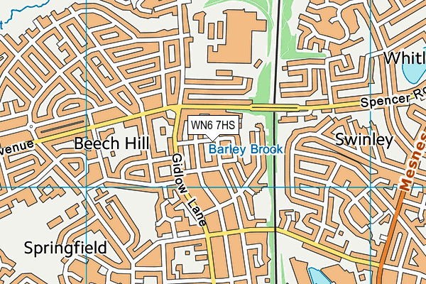 WN6 7HS map - OS VectorMap District (Ordnance Survey)