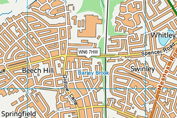 WN6 7HW map - OS VectorMap District (Ordnance Survey)