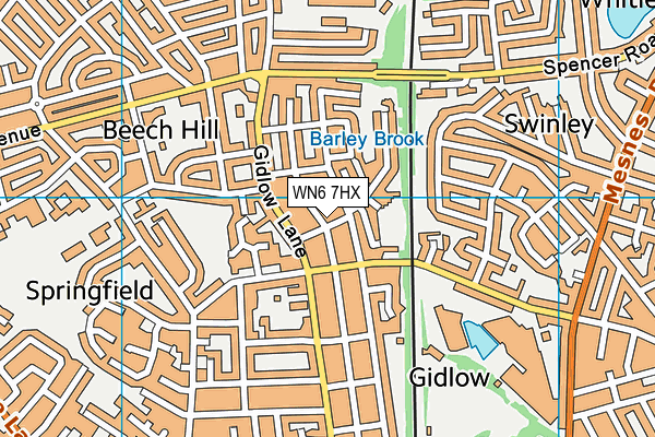 WN6 7HX map - OS VectorMap District (Ordnance Survey)