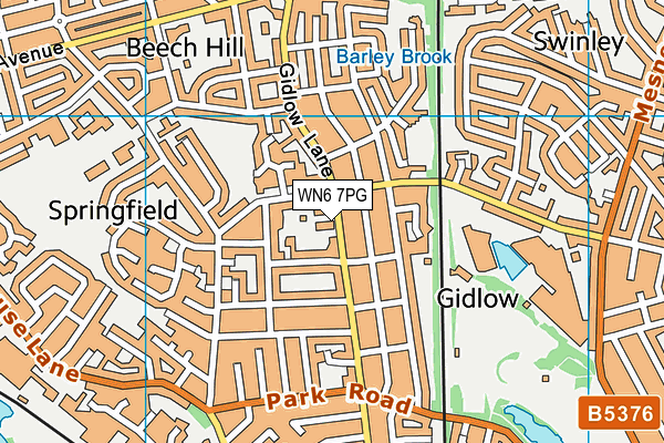 WN6 7PG map - OS VectorMap District (Ordnance Survey)