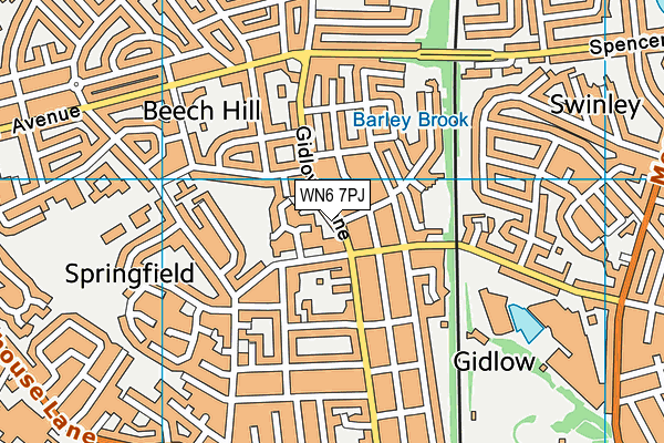 WN6 7PJ map - OS VectorMap District (Ordnance Survey)