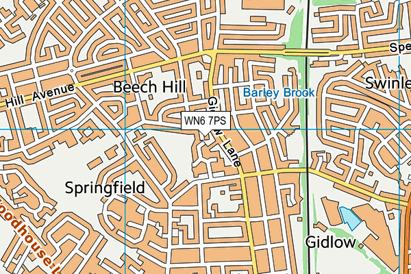 WN6 7PS map - OS VectorMap District (Ordnance Survey)