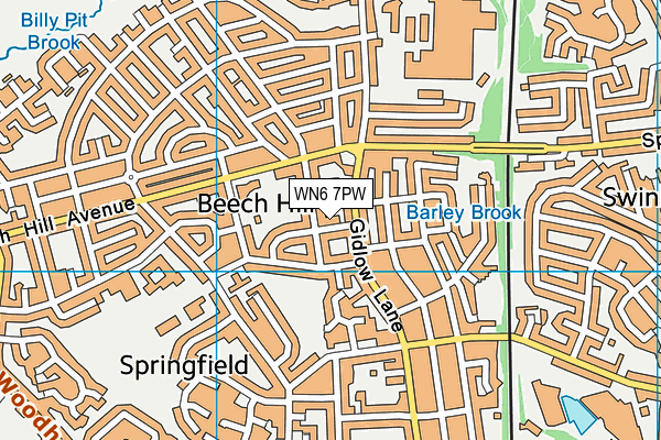 WN6 7PW map - OS VectorMap District (Ordnance Survey)