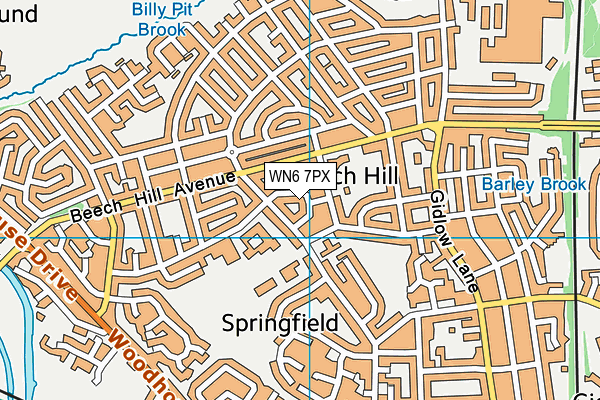 WN6 7PX map - OS VectorMap District (Ordnance Survey)