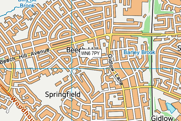 WN6 7PY map - OS VectorMap District (Ordnance Survey)